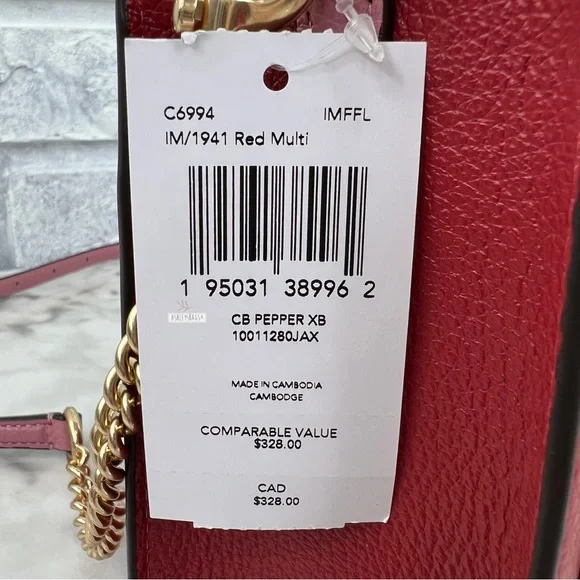 Coach Mini Pepper Crossbody Handbag In Colorblock Red Multi - Picture 10 of 11